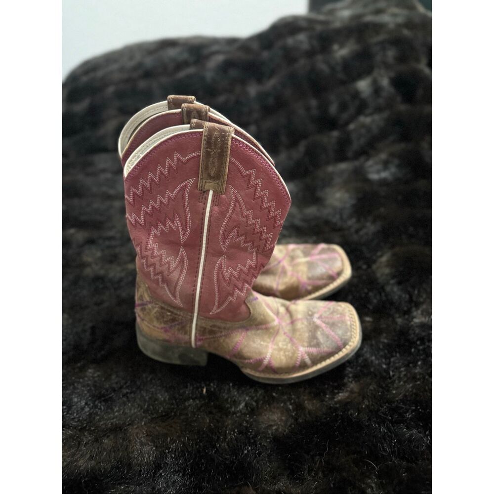 Ariat Twisted Tycoon Kids Pink Brown Western Boots 1 10021594 Cowboy Leather
